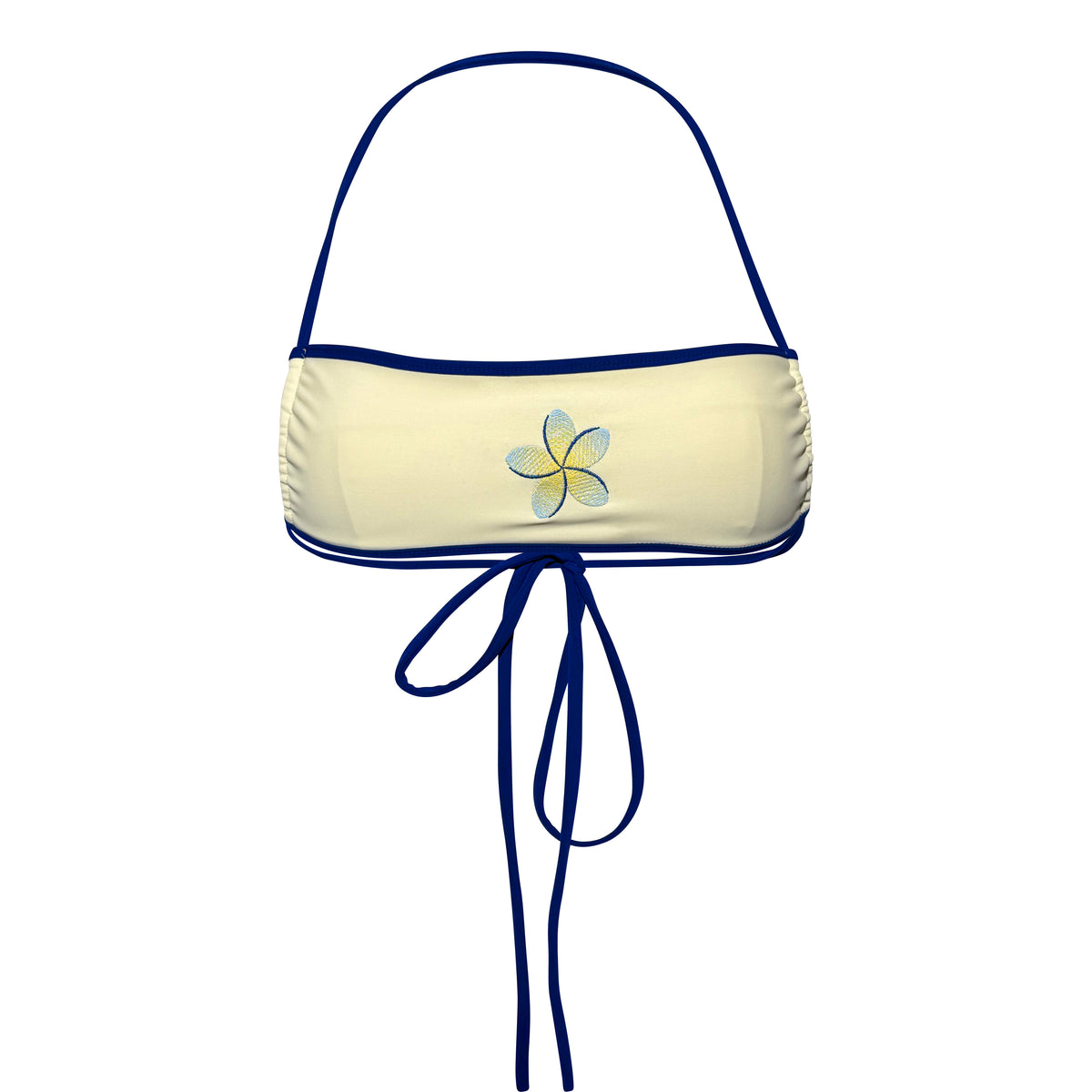 Fiore Bandeau Top- Pale Yellow- Embroidered Plumeria