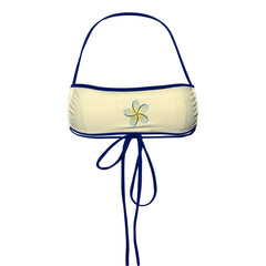 Fiore Bandeau Top- Pale Yellow- Embroidered Plumeria