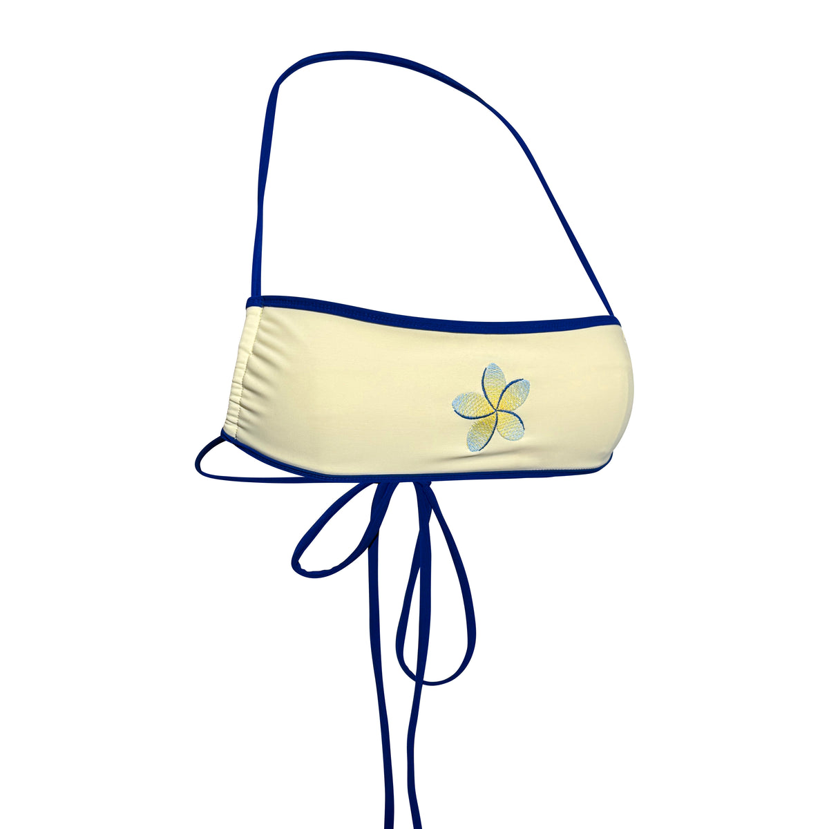 Fiore Bandeau Top- Pale Yellow- Embroidered Plumeria