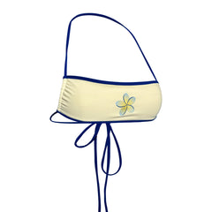 Fiore Bandeau Top- Pale Yellow- Embroidered Plumeria