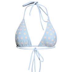 Bia Triangle Top- Sky Blue- Embroidered Daisies