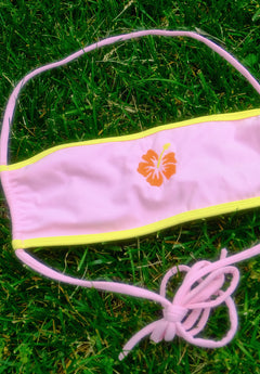 Fiore Bandeau Top- Pink- Embroidered Hibiscus