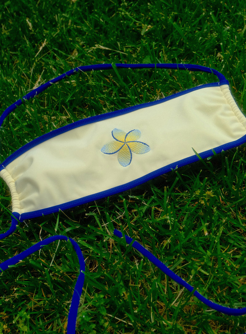 Fiore Bandeau Top- Pale Yellow- Embroidered Plumeria